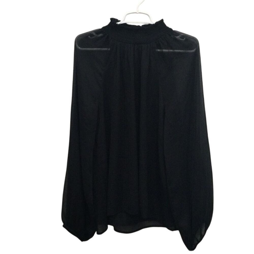 Joie Womens Long‎ Sleeve Shirt Size Large Black Sheer Boho Romantic Office Work